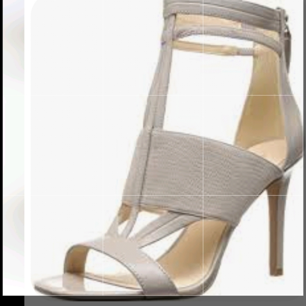 Nine West Kiralee Open Toe Stiletto Zipper Zip Back 10 M Taupe   Beige